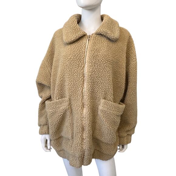 Show Me Your Mumu X RTR Beige Faux Shearling Cordella Jacket Size XL - Picture 5 of 10